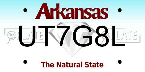 UT7G8L Arkansas License Plate