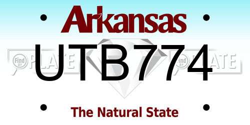 UTB774 Arkansas License Plate