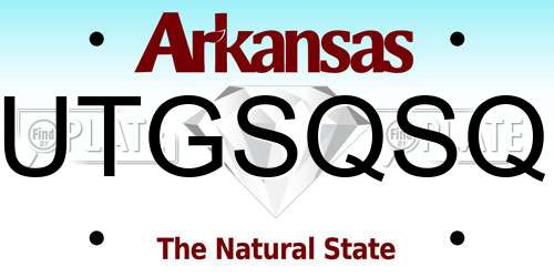 UTGSQSQ Arkansas License Plate