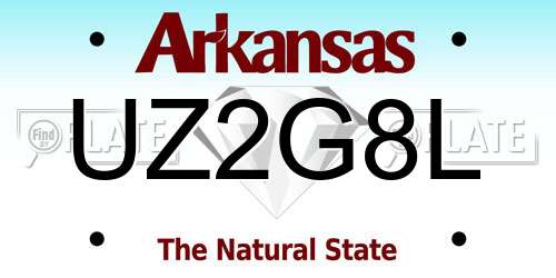 UZ2G8L Arkansas License Plate