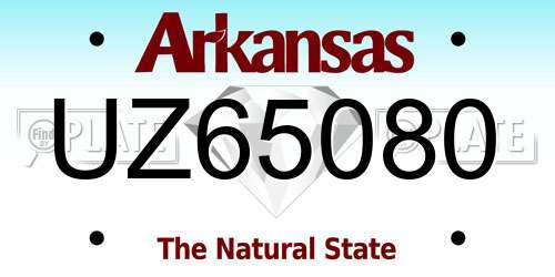 UZ65080 Arkansas License Plate