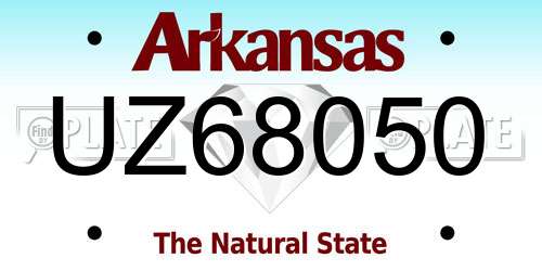 UZ68050 Arkansas License Plate