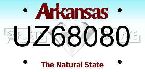 UZ68080 Arkansas License Plate