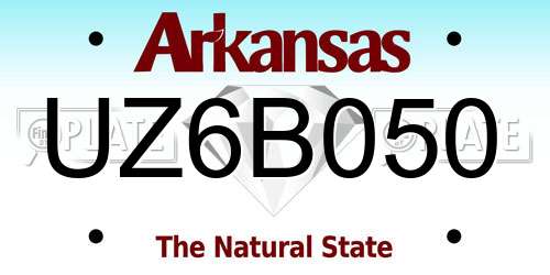 UZ6B050 Arkansas License Plate
