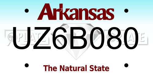 UZ6B080 Arkansas License Plate