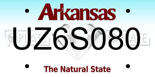 UZ6S080 Arkansas License Plate