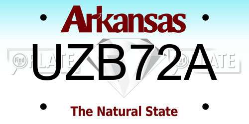 UZB72A Arkansas License Plate