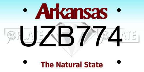 UZB774 Arkansas License Plate