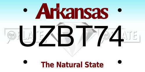 UZBT74 Arkansas License Plate