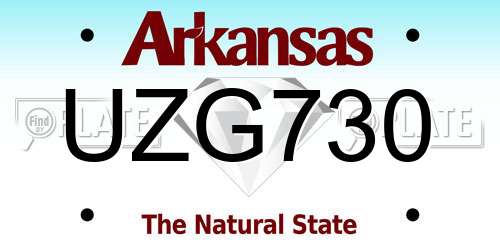 UZG730 Arkansas License Plate