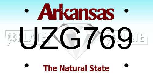 UZG769 Arkansas License Plate