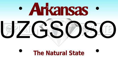 UZGSOSO Arkansas License Plate