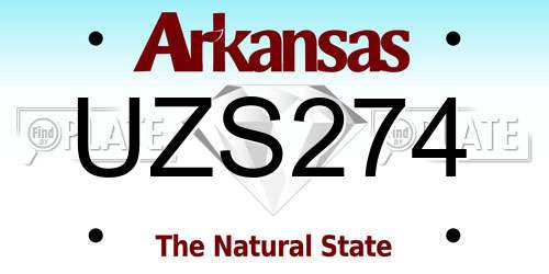 UZS274 Arkansas License Plate