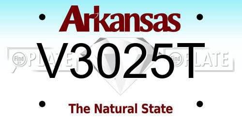 V3025T Arkansas License Plate