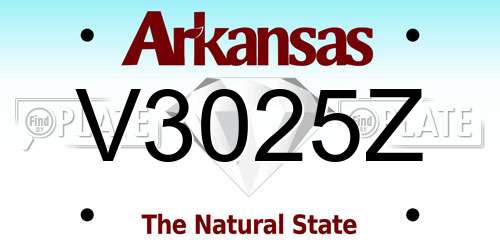 V3025Z Arkansas License Plate