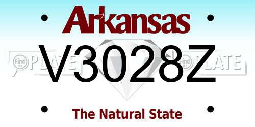 V3028Z Arkansas License Plate