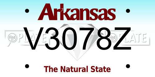 V3078Z Arkansas License Plate