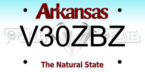 V30ZBZ Arkansas License Plate