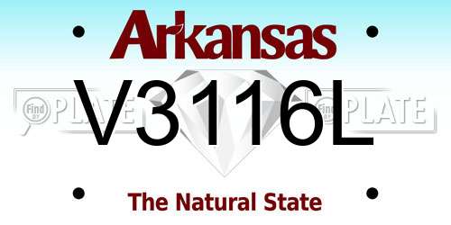 V3116L Arkansas License Plate