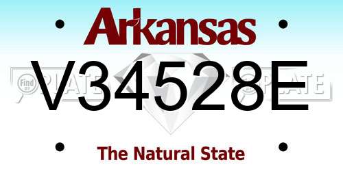 V34528E Arkansas License Plate