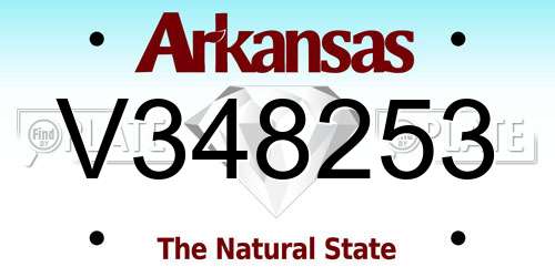 V348253 Arkansas License Plate