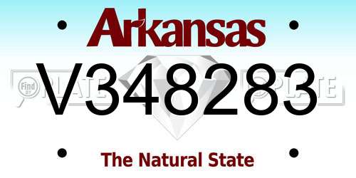 V348283 Arkansas License Plate
