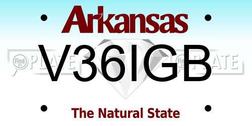 V36IGB Arkansas License Plate