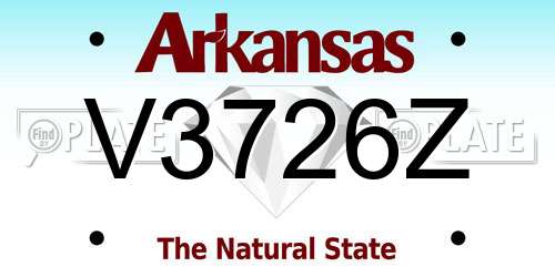 V3726Z Arkansas License Plate