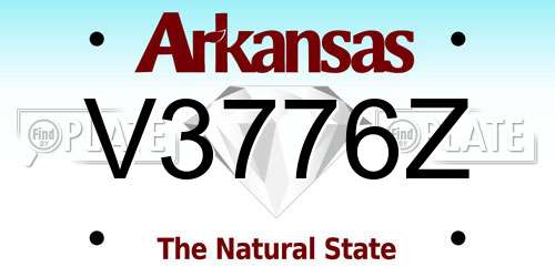 V3776Z Arkansas License Plate