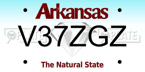 V37ZGZ Arkansas License Plate