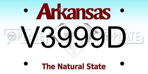 V3999D Arkansas License Plate