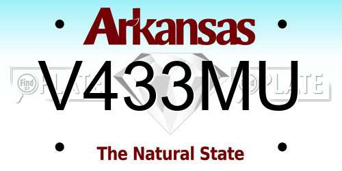 V433MU Arkansas License Plate
