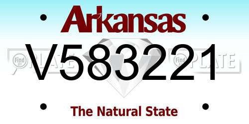 V583221 Arkansas License Plate