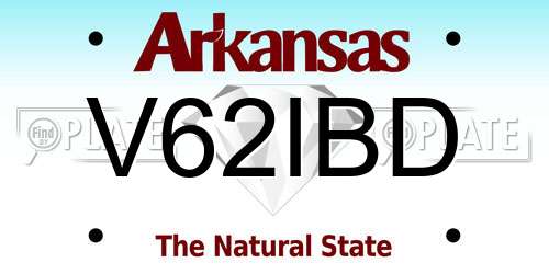 V62IBD Arkansas License Plate