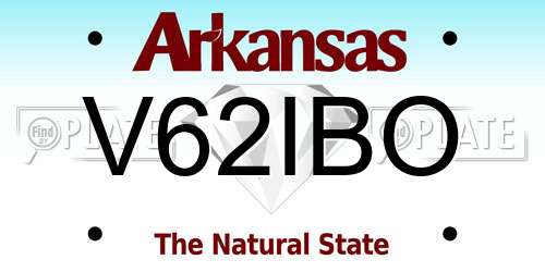 V62IBO Arkansas License Plate
