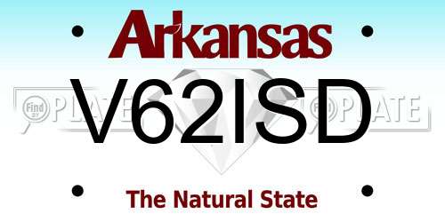 V62ISD Arkansas License Plate