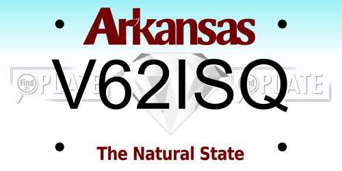 V62ISQ Arkansas License Plate