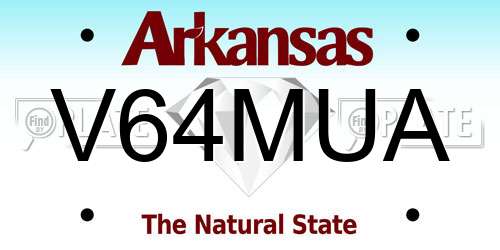 V64MUA Arkansas License Plate