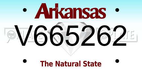 V665262 Arkansas License Plate