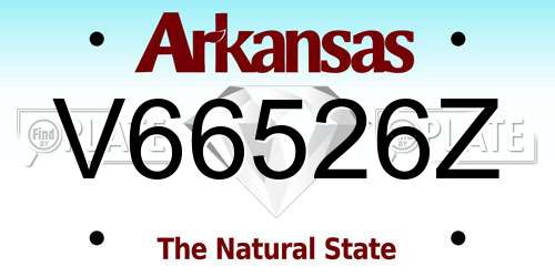 V66526Z Arkansas License Plate
