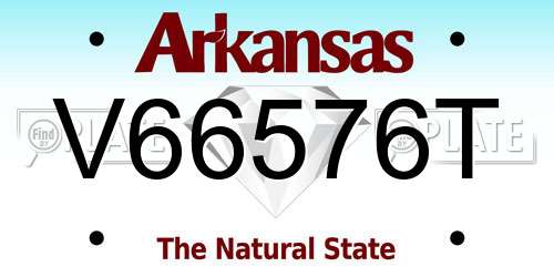 V66576T Arkansas License Plate