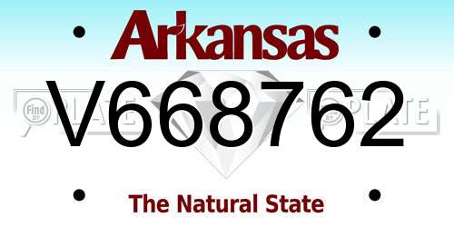 V668762 Arkansas License Plate