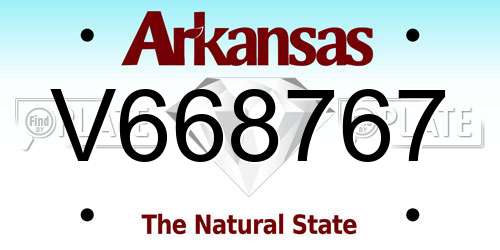 V668767 Arkansas License Plate