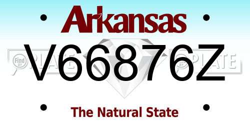 V66876Z Arkansas License Plate