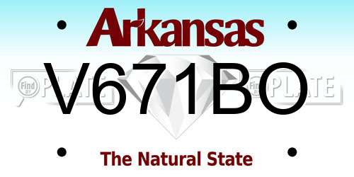 V671BO Arkansas License Plate