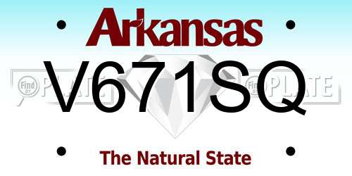 V671SQ Arkansas License Plate