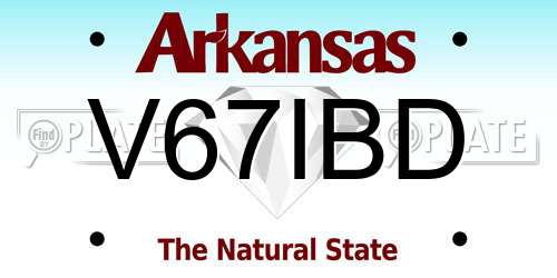 V67IBD Arkansas License Plate