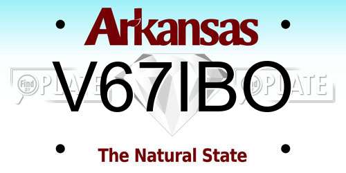 V67IBO Arkansas License Plate