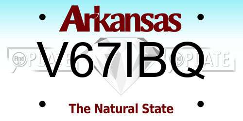 V67IBQ Arkansas License Plate