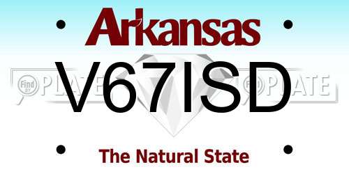 V67ISD Arkansas License Plate